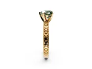 Solitaire Engagement Ring Setting for Fancy Green Heart-Shaped Center with XO Engraved Band and Prong Head in Yellow Gold