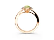 3 Stone Engagement Ring Setting for Fancy Yellow Marquise Center with Low-Set Round Cut Accents and Prong Head in Rose Gold
