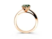 Solitaire Engagement Ring Setting for Fancy Green Heart-Shaped Center with Basket Rail and Prong Head in Rose Gold