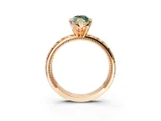 Solitaire Engagement Ring Setting for Fancy Green Marquise Center with XO Engraved Band and Prong Head in Rose Gold