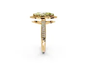 Milgrain Halo Engagement Ring Setting for Fancy Yellow Marquise Center with Three-Sided Pave Band and Prong Head in Yellow Gold