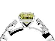 Floral Engagement Ring Setting for Fancy Yellow Emerald Cut Center with Trailing Marquise Accents and Prong Head in Platinum