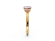 Solitaire Engagement Ring Setting for Fancy Pink Princess Cut Center with Engraved Milgrain Band and Prong Head in Yellow Gold
