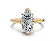 Solitaire Engagement Ring Setting for Marquise Center with Cathedral Band and Prong Head in Yellow Gold