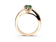 Solitaire Engagement Ring Setting for Fancy Green Cushion Cut Center with Flat-Sided Plain Band and Prong Head in Rose Gold