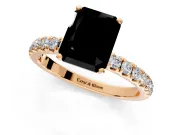 Open Basket Engagement Ring Setting for Fancy Black Radiant Cut Center with Pave Band and Prong Head in Rose Gold
