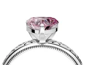 Solitaire Engagement Ring Setting for Fancy Pink Heart-Shaped Center with Scrollwork Band and Prong Head in White Gold