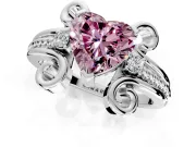 Solitaire Engagement Ring Setting for Fancy Pink Heart-Shaped Center with Twisted Band and Scroll Prong Head in Platinum