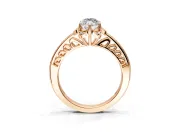 Floral Engagement Ring Setting for Marquise Center with Four Accent Clusters and Prong Head in Rose Gold