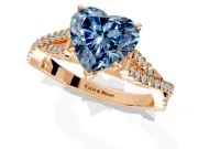 Solitaire Engagement Ring Setting for Fancy Blue Heart-Shaped Center with Twisted Pave Split Shank and Prong Head in Rose Gold