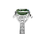 Floral Engagement Ring Setting for Fancy Green Asscher Cut Center with Four Accent Clusters and Prong Head in Platinum