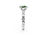 Solitaire Engagement Ring Setting for Fancy Green Pear-Shaped Center with Beaded Bezel Station Band and Prong Head in Platinum