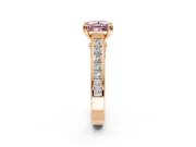 Solitaire Engagement Ring Setting for Fancy Pink Princess Cut Center with Channel Band and Double Claw Prong Head in Rose Gold
