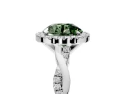 Halo Engagement Ring Setting for Fancy Green Round Cut Center with Pave and Plain Twist Band and Prong Head in Platinum