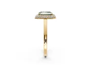 Halo Engagement Ring Setting for Fancy Green Radiant Cut Center with Plain Tapered Band and Prong Head in Yellow Gold