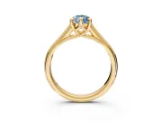 Solitaire Engagement Ring Setting for Fancy Blue Pear-Shaped Center with Cathedral Band and Prong Head in Yellow Gold