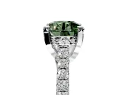 Solitaire Engagement Ring Setting for Fancy Green Round Cut Center with Widening Pave Band and Claw Prong Head in Platinum