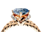 Halo Engagement Ring Setting for Fancy Blue Heart-Shaped Center with Rope Twist Split Shank and Prong Head in Rose Gold
