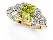Cluster Engagement Ring Setting for Fancy Yellow Radiant Cut Center with Round Cut Accent Frame and Prong Head in Yellow Gold