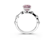Solitaire Engagement Ring Setting for Fancy Pink Princess Cut Center with Bezel Station Band and Prong Head in Platinum