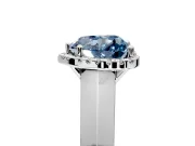 Halo Engagement Ring Setting for Fancy Blue Heart-Shaped Center with Knife Ridge Cathedral Band and Prong Head in White Gold