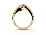 Tension Engagement Ring Setting for Heart-Shaped Center with Wide Tapered Band and Tension Head in Yellow Gold