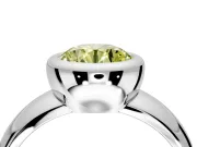 Solitaire Engagement Ring Setting for Fancy Yellow Round Cut Center with Wide Band and Bezel Head in Sterling Silver
