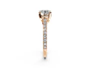 Solitaire Engagement Ring Setting for Round Cut Center with Widening Pave Band and Claw Prong Head in Rose Gold
