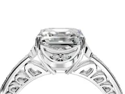 Floral Engagement Ring Setting for Asscher Cut Center with Four Accent Clusters and Prong Head in Platinum