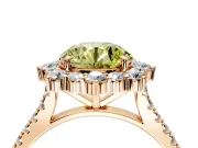 Halo Engagement Ring Setting for Fancy Yellow Round Cut Center with Single-Row Pave, Open Basket and Prong Head in Rose Gold