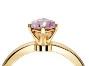 Solitaire Engagement Ring Setting for Fancy Pink Pear-Shaped Center with Plain Band and Tulip Prong Head in Yellow Gold