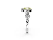 Vintage Station Engagement Ring Setting for Fancy Yellow Pear-Shaped Center with Accents and Prong Head in Sterling Silver