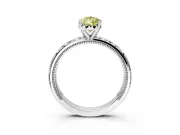 Solitaire Engagement Ring Setting for Fancy Yellow Pear-Shaped Center with XO Engraved Band and Prong Head in Platinum