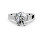 Solitaire Engagement Ring Setting for Oval Center with Tapered Split Shoulders and Prong Head in Platinum