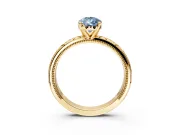 Solitaire Engagement Ring Setting for Fancy Blue Pear-Shaped Center with Scrollwork Band and Prong Head in Yellow Gold