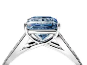 Solitaire Engagement Ring Setting for Fancy Blue Princess Cut Center with Cathedral Channel Band and Prong Head in Sterling Silver