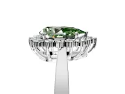 Starburst Halo Engagement Ring Setting for Fancy Green Pear-Shaped Center with Flat Cathedral Band and Prong Head in Platinum