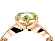Solitaire Engagement Ring Setting for Fancy Yellow Heart-Shaped Center with Carved Leaf Shoulders and Prong Head in Rose Gold