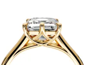 Solitaire Engagement Ring Setting for Asscher Cut Center with Cathedral Band and Prong Head in Yellow Gold