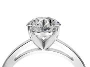 Solitaire Engagement Ring Setting for Round Cut Center with Basket Rail and Prong Head in Platinum
