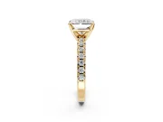 Solitaire Engagement Ring Setting for Radiant Cut Center with Large Accents and Prong Head in Yellow Gold