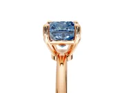 Minimalist Solitaire Engagement Ring Setting for Fancy Blue Cushion Cut Center with Thin Band and Prong Head in Rose Gold