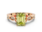 Solitaire Engagement Ring Setting for Fancy Yellow Emerald Cut Center with Marquise and Bezel Accents and Prong Head in Rose Gold