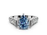 Solitaire Engagement Ring Setting for Fancy Blue Pear-Shaped Center with Pave Cathedral Shoulders and Prong Head in Sterling Silver