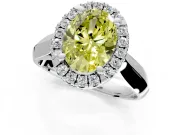 Halo Engagement Ring Setting for Fancy Yellow Oval Center with Square Band and Prong Head in Sterling Silver