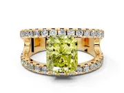 Solitaire Engagement Ring Setting for Fancy Yellow Radiant Cut Center with Wide-Open Split Shank and Prong Head in Yellow Gold