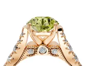 Solitaire Engagement Ring Setting for Fancy Yellow Round Cut Center with Pave Cathedral Shoulders and Prong Head in Rose Gold