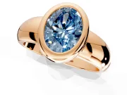 Solitaire Engagement Ring Setting for Fancy Blue Oval Center with Wide Band and Bezel Head in Rose Gold
