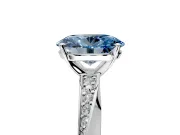 Side Accent Engagement Ring Setting for Fancy Blue Oval Center with Accent Shoulders and Prong Head in Sterling Silver