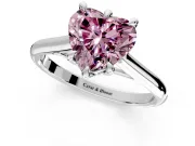 Solitaire Engagement Ring Setting for Fancy Pink Heart-Shaped Center with Cathedral Band and Prong Head in Platinum